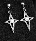 E748 Silver Rhinestone Twinkle Pearl Earrings - Iris Fashion Jewelry