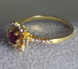 R630 Gold Red Gem Rhinestone Ring - Iris Fashion Jewelry