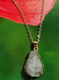 AZ54 Gold Imitation Natural Stone Necklace with FREE Earrings - Iris Fashion Jewelry