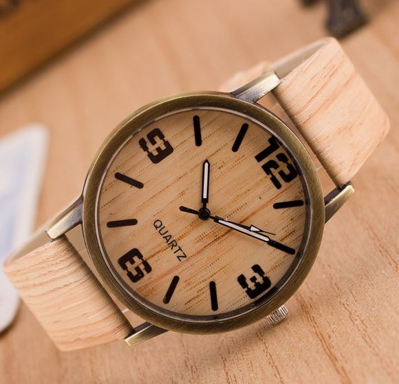 W453 Light Brown Woodgrain Quartz Watch - Iris Fashion Jewelry