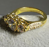 R680 Gold Triple Gem Rhinestone Ring - Iris Fashion Jewelry