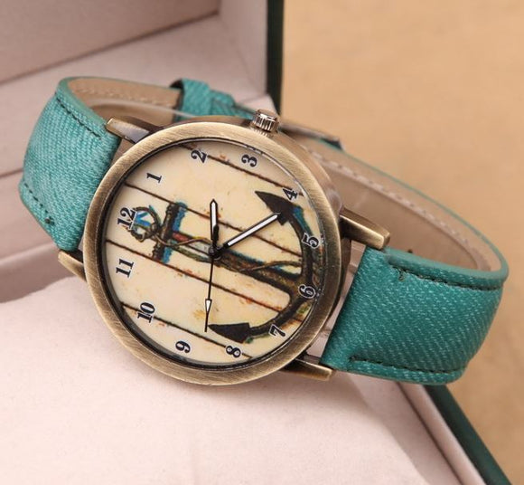 W363 Green Anchors Away Collection Quartz Watch - Iris Fashion Jewelry