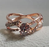 R652 Rose Gold Rhinestone Ring - Iris Fashion Jewelry