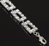 B374 Silver Rhinestone Rectangle Design Bracelet - Iris Fashion Jewelry