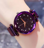 W183 Purple Midnight Mesh Rhinestones Collection Quartz Watch - Iris Fashion Jewelry