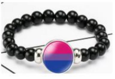 B980 Pink Purple Blue Pride Black Bead Bracelet - Iris Fashion Jewelry