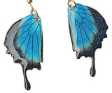 E1737 Silver Blue & Black Glitter Acrylic Butterfly Earrings - Iris Fashion Jewelry