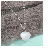 *N127 Silver Frosted Heart Necklace with FREE Earrings - Iris Fashion Jewelry