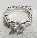 R729 Silver Geometric Design Rhinestone Ring - Iris Fashion Jewelry