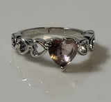 R158 Silver Heart Gemstone & Band Ring - Iris Fashion Jewelry