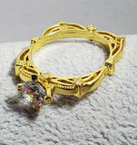 R734 Gold Geometric Design Rhinestone Ring - Iris Fashion Jewelry