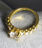 R607 Gold Rhinestone Ring - Iris Fashion Jewelry