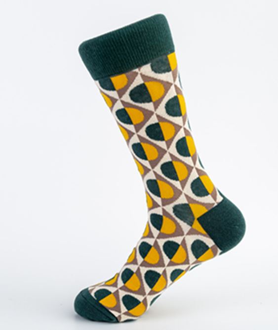 *SF507 Green & Yellow Circles Socks - Iris Fashion Jewelry