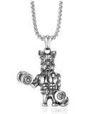 N148 Silver Weightlifting Dog Necklace with FREE EARRINGS - Iris Fashion Jewelry
