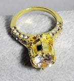 R706 Gold Gemstone Rhinestone Ring - Iris Fashion Jewelry