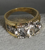 R693 Gold Multi Rhinestone Ring - Iris Fashion Jewelry