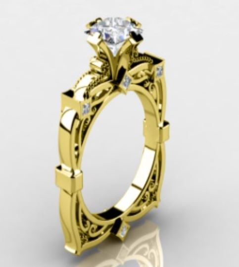 R167 Gold Square Design Rhinestone Ring - Iris Fashion Jewelry