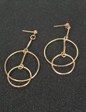 E1171 Gold Double Circle Dangle Earrings - Iris Fashion Jewelry