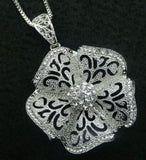 N603 Silver Ornate Decorated Flower Necklace with FREE Earrings