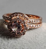 R671 Rose Gold 2 Piece Rhinestone Ring - Iris Fashion Jewelry