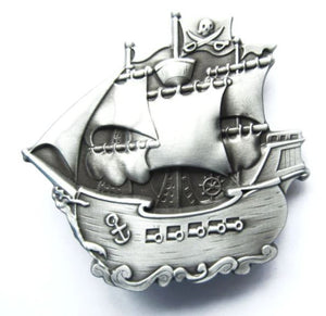 BU200 Pirate Ship Belt Buckle - Iris Fashion Jewelry