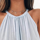 N1438 Silver Star Choker Necklace with FREE Earrings - Iris Fashion Jewelry