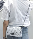 PB154 White Geometric Design Shoulder Bag - Iris Fashion Jewelry