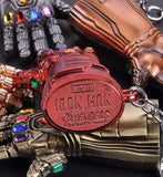 AZ565 Large Silver Multi Color Gemstone Iron Man Avengers Glove Keychain