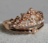 R656 Rose Gold Rhinestone Tiara Ring - Iris Fashion Jewelry