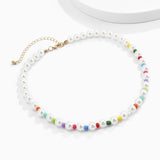N302 Gold Pearl & Multi Color Necklace With Free Earrings - Iris Fashion Jewelry