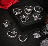 RS48 Silver Color Assorted 11 pc. Ring Set - Iris Fashion Jewelry