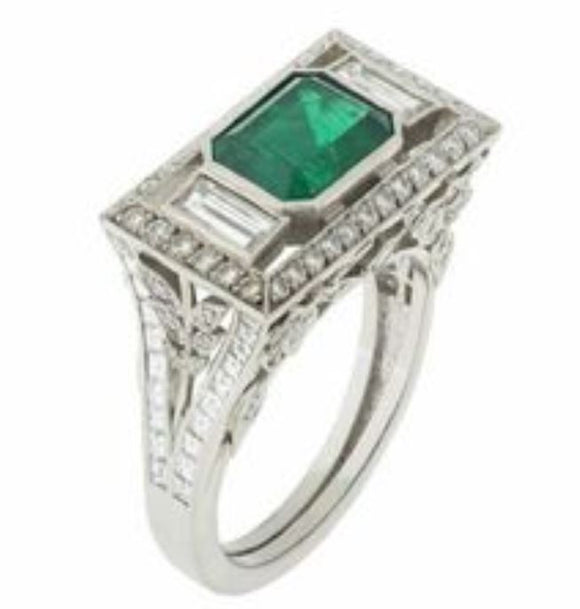 R631 Silver Green Gem Rhinestone Ring - Iris Fashion Jewelry