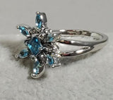 R721 Silver Blue Gemstone Rhinestone Ring - Iris Fashion Jewelry