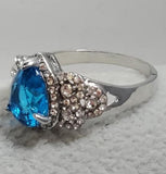 R635 Silver Blue Teardrop Gem Rhinestone Ring - Iris Fashion Jewelry