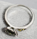 R738 Silver Green Gem Rhinestone Ring - Iris Fashion Jewelry