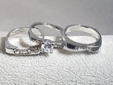 R72 Silver 3 Piece Rhinestone Ring Set - Iris Fashion Jewelry