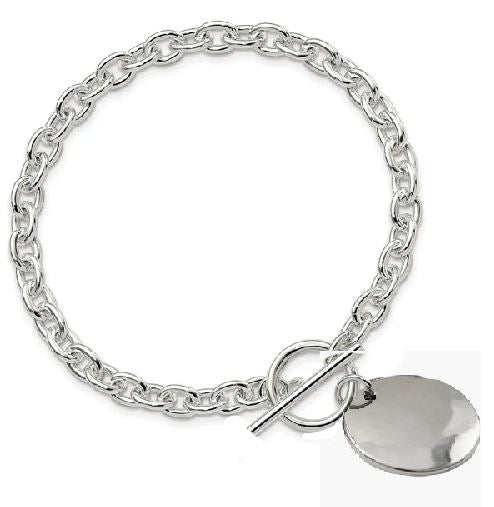 AZ173 Silver Small Link Round Charm Bracelet