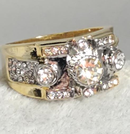 R693 Gold Multi Rhinestone Ring - Iris Fashion Jewelry