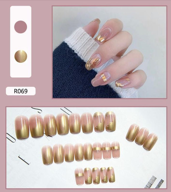 NS609 Long Square Press On Nails 24 Pieces R069