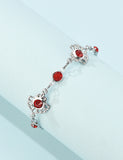 B1213 Silver Red Gemstone Fan Design Bracelet - Iris Fashion Jewelry