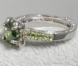 R661 Silver Lime Green Rhinestone Ring - Iris Fashion Jewelry