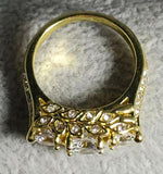 R680 Gold Triple Gem Rhinestone Ring - Iris Fashion Jewelry