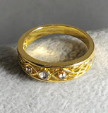 R235 Gold Rhinestone Band Ring - Iris Fashion Jewelry