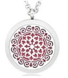 N1943 Silver Filigree Design Essential Oil Necklace with FREE Earrings PLUS 5 Different Color Pads - Iris Fashion Jewelry