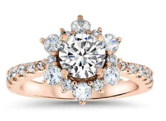 R340 Rose Gold Flower Rhinestone Ring - Iris Fashion Jewelry