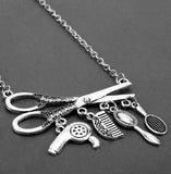 AZ04 Silver Scissor & Comb Rhinestone Necklace with FREE EARRINGS - Iris Fashion Jewelry