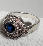 R733 Silver Blue Gem Rhinestone Ring - Iris Fashion Jewelry