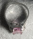 R614 Silver Pink Square Gemstone Ring - Iris Fashion Jewelry