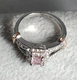 R89 Silver Pink Gem Rose Gold Accent Rhinestone Ring - Iris Fashion Jewelry