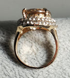 R291 Rose Gold Champagne Gem  Rhinestone Ring - Iris Fashion Jewelry